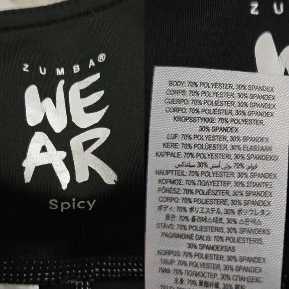 Zumba Classic High Waisted Newspaper Print Leggings Gray Size S (E114) - Picture 5 of 7